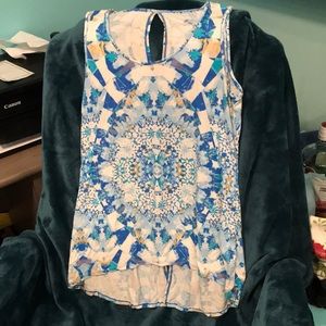 Rayon print tunic tank